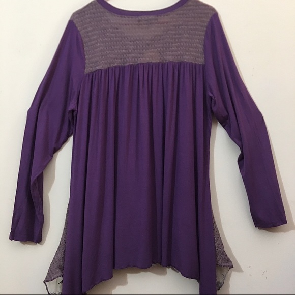Suzanne Betro Purple Top with Lace Hem Flowing Romantic Size XL NWT - Picture 2 of 6